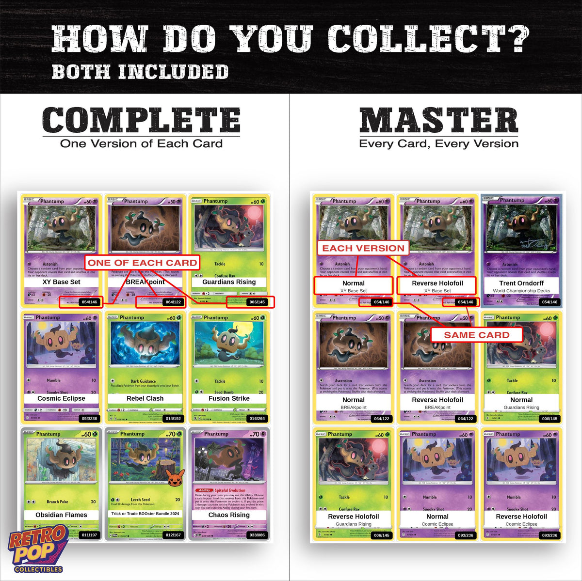Complete Set vs Master Set versions of the Phantump binder placeholders