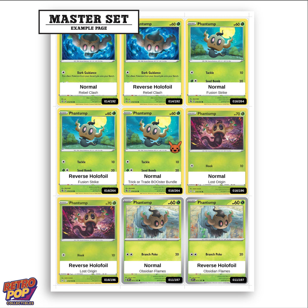 Printed Phantump Pokemon placeholders in binder - real photo 3