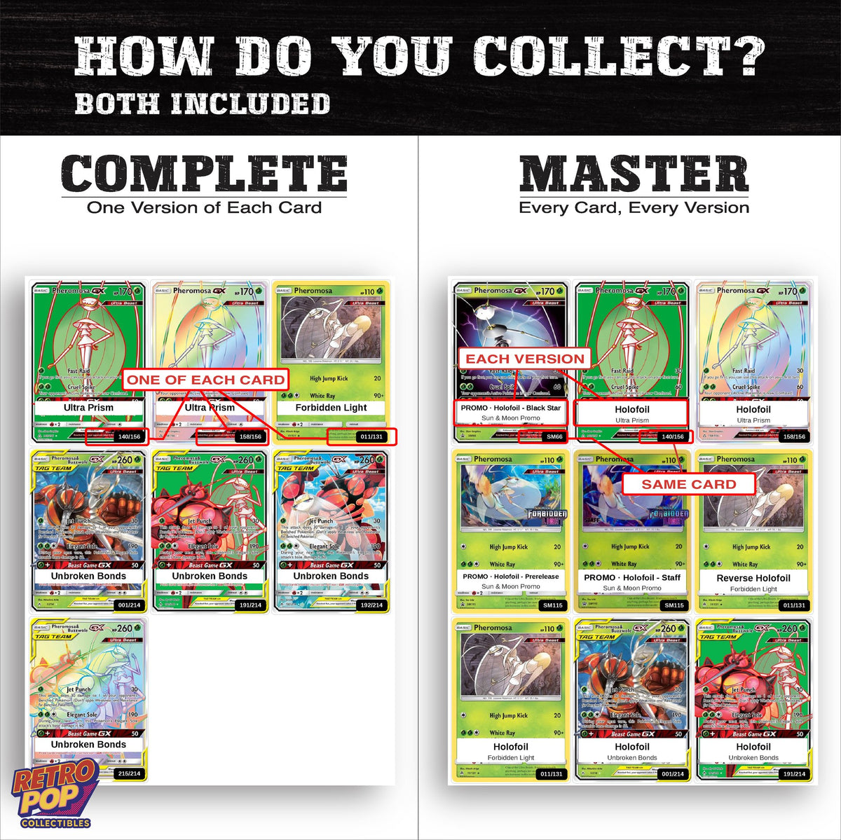 Complete Set vs Master Set versions of the Pheromosa binder placeholders