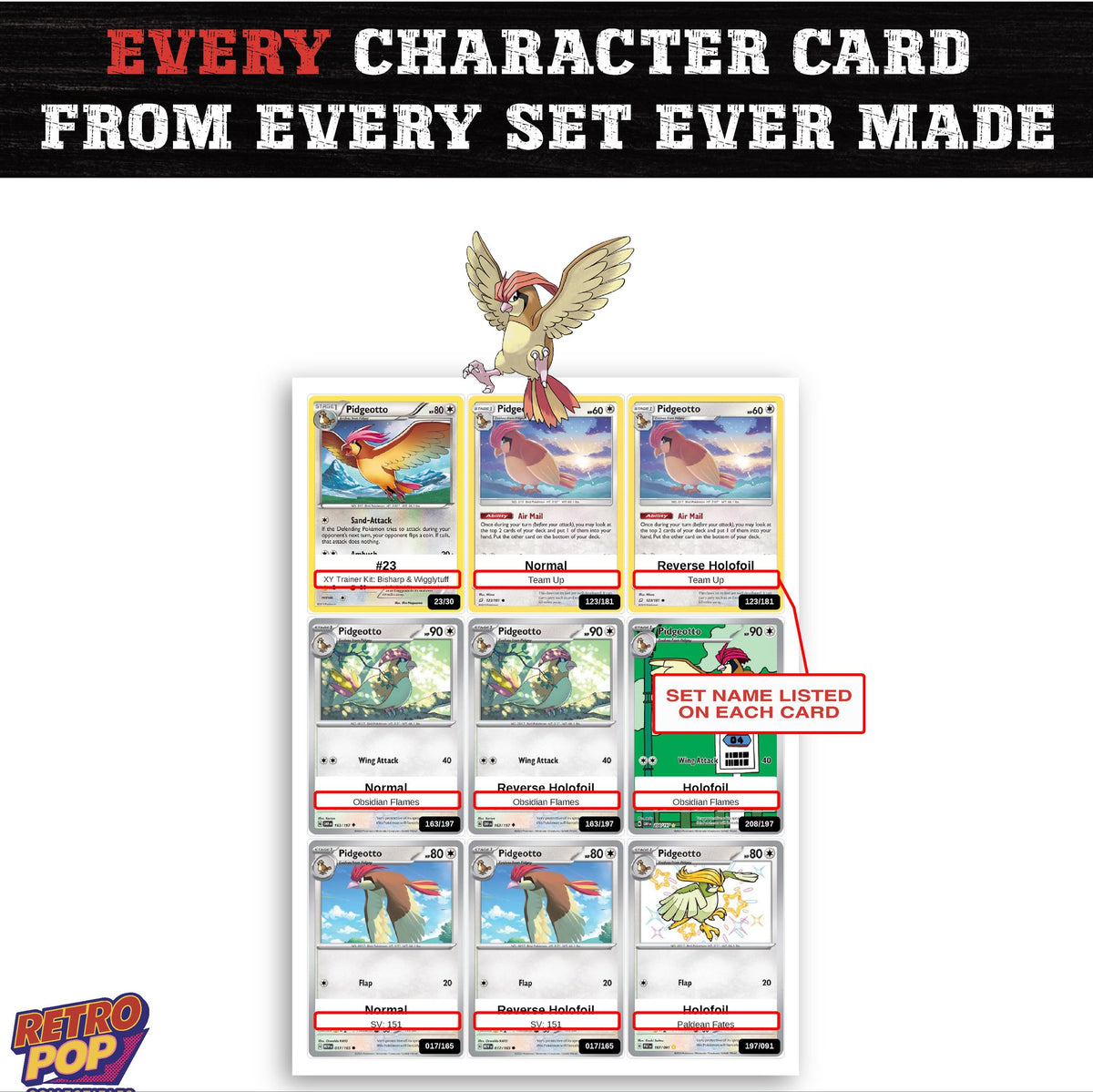 Pidgeotto card collection preview - every set Pidgeotto appears in