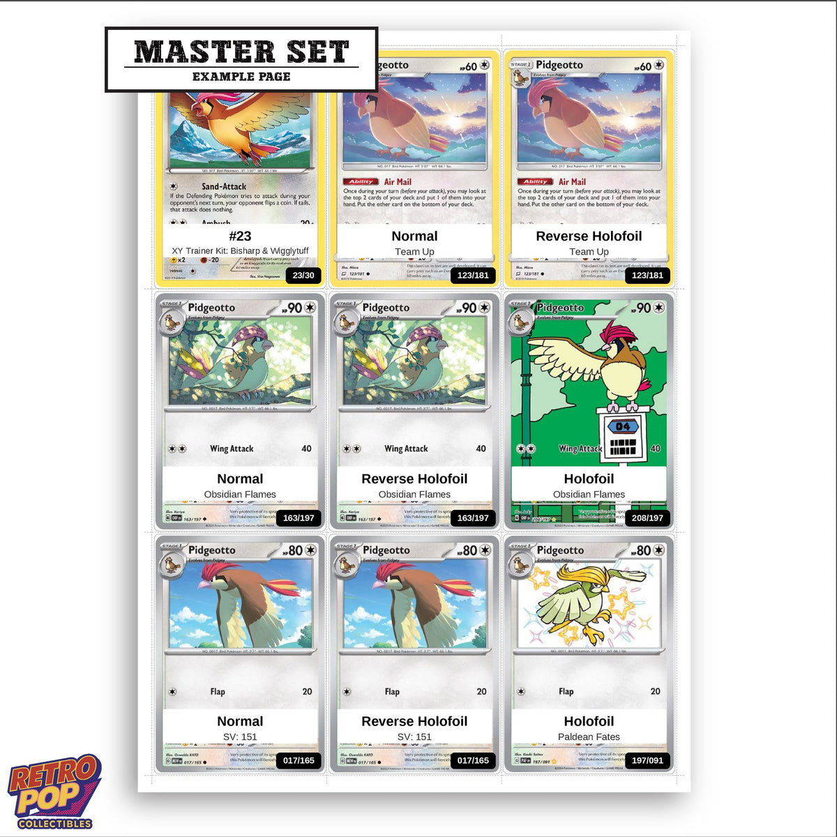 Printed Pidgeotto Pokemon placeholders in binder - real photo 3