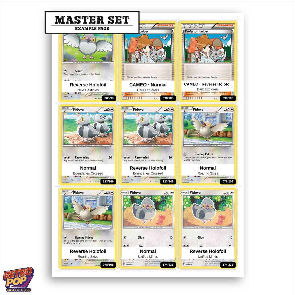 Printed Pidove Pokemon placeholders in binder - real photo 1