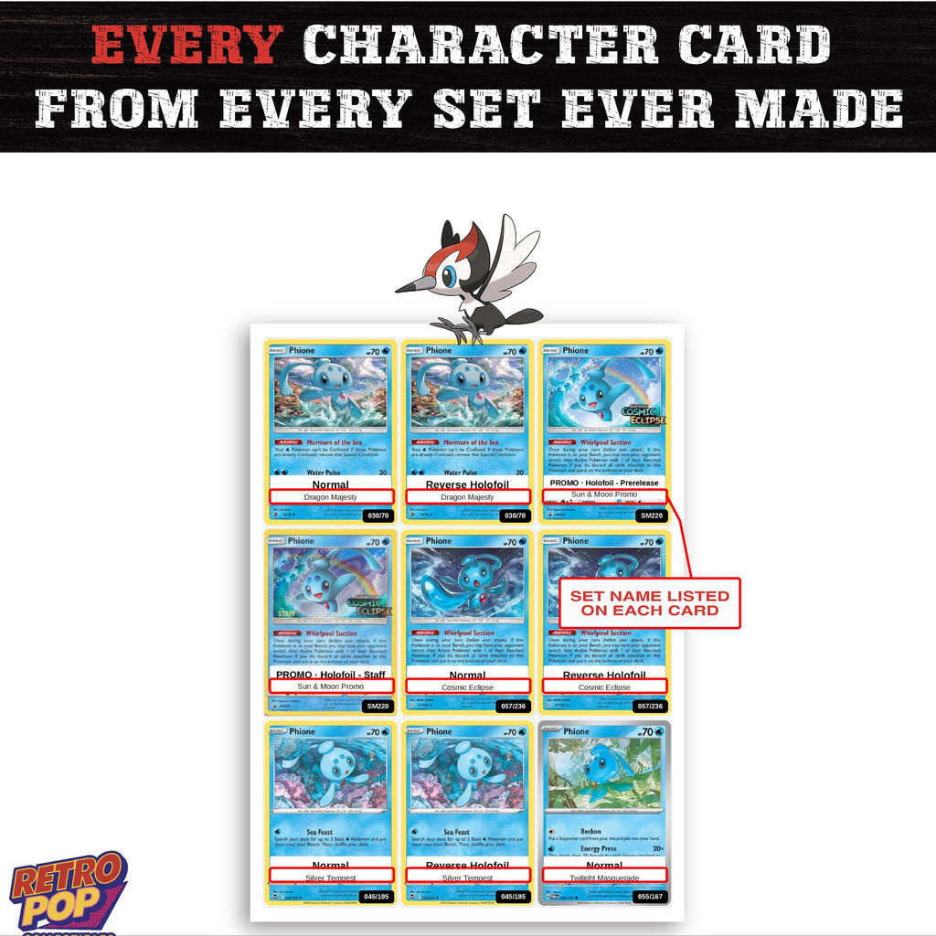 Pikipek card collection preview - every set Pikipek appears in