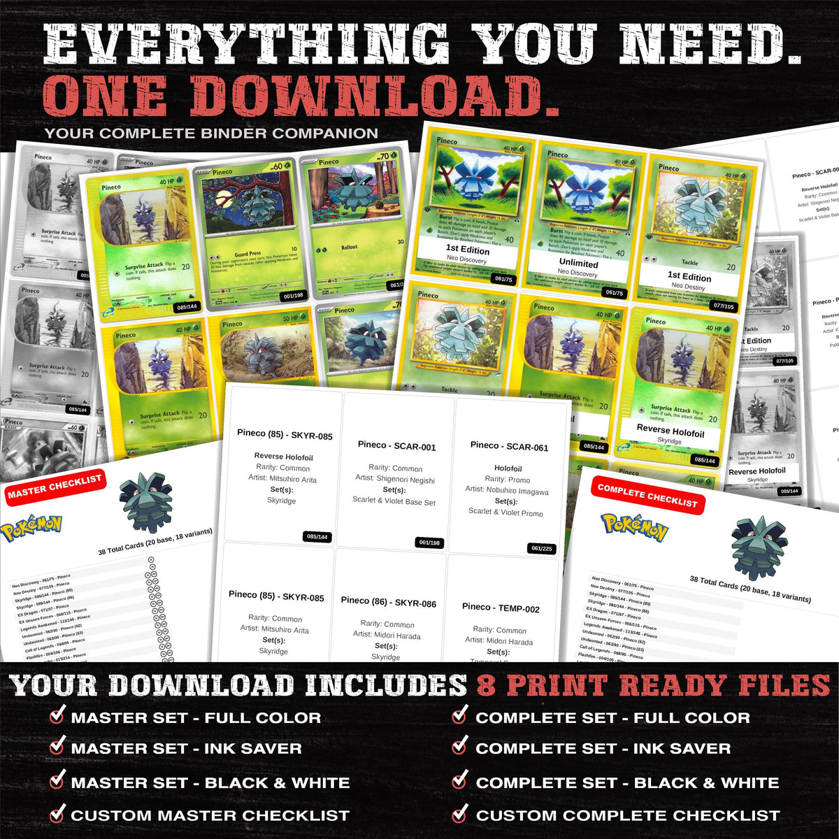 Everything included in the Pineco master set download - 8 PDF files