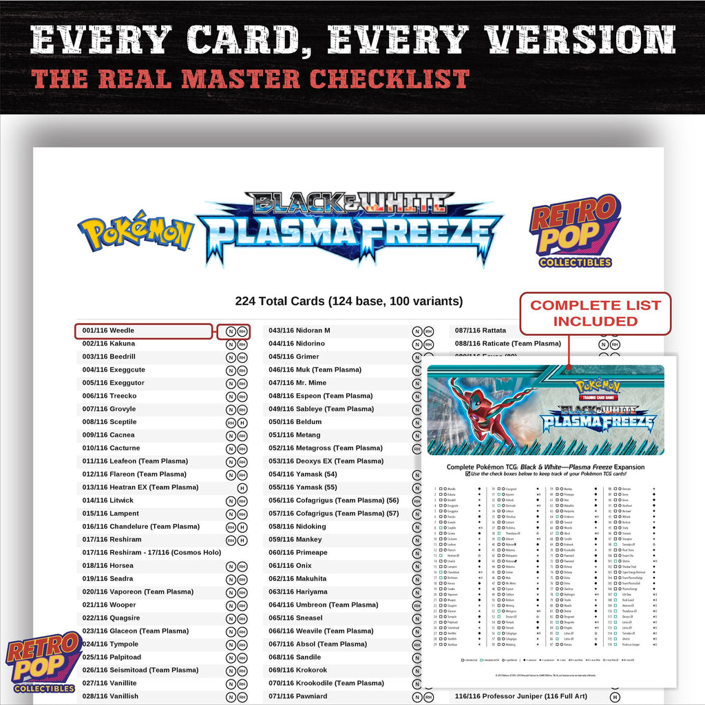 Plasma Freeze Pokemon card checklist PDF preview