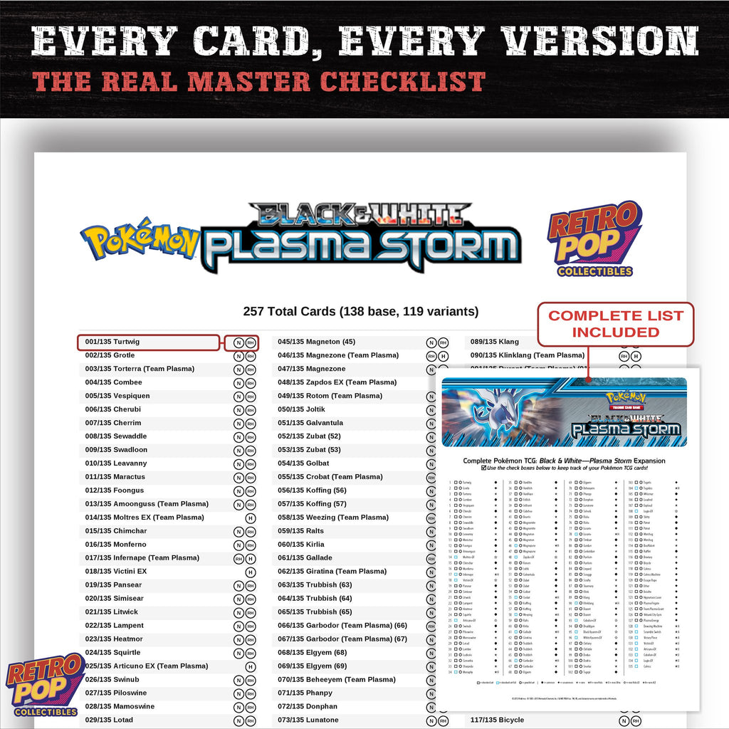 Plasma Storm Pokemon card checklist PDF preview