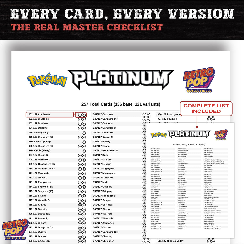 Platinum Pokemon card checklist PDF preview