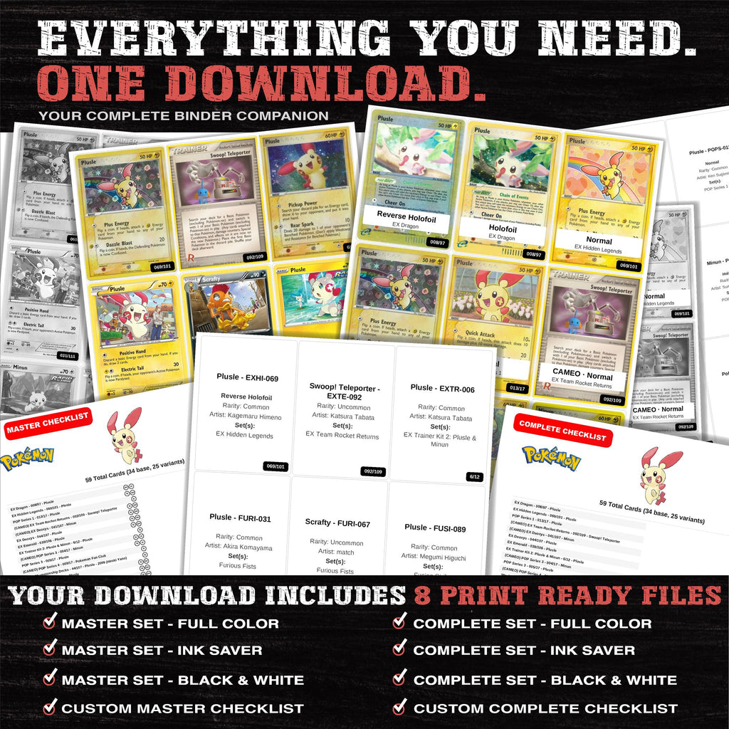 Everything included in the Plusle master set download - 8 PDF files