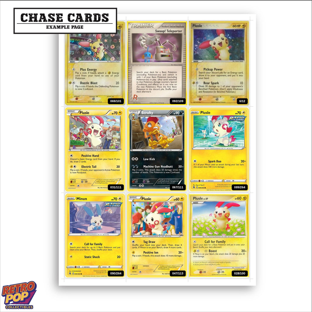 Printed Plusle Pokemon placeholders in binder - real photo 2
