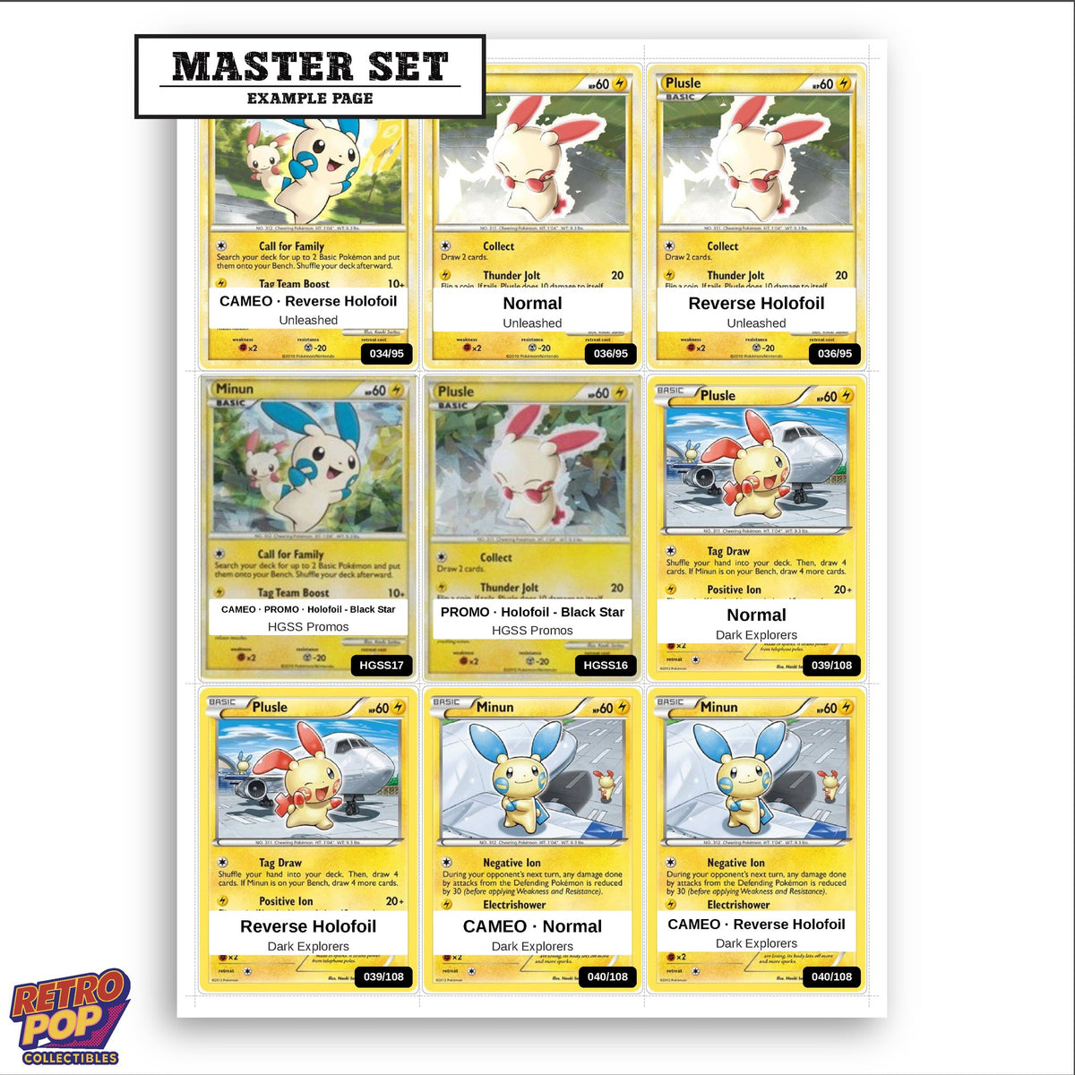 Printed Plusle Pokemon placeholders in binder - real photo 3