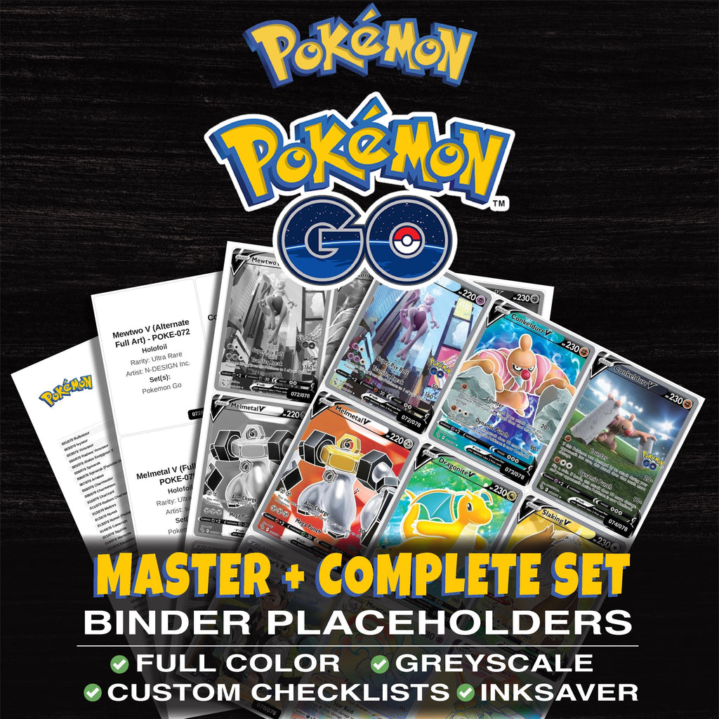 Pokemon GO Pokemon binder placeholders printable PDF - includes Mewtwo V (Alternate Full Art)