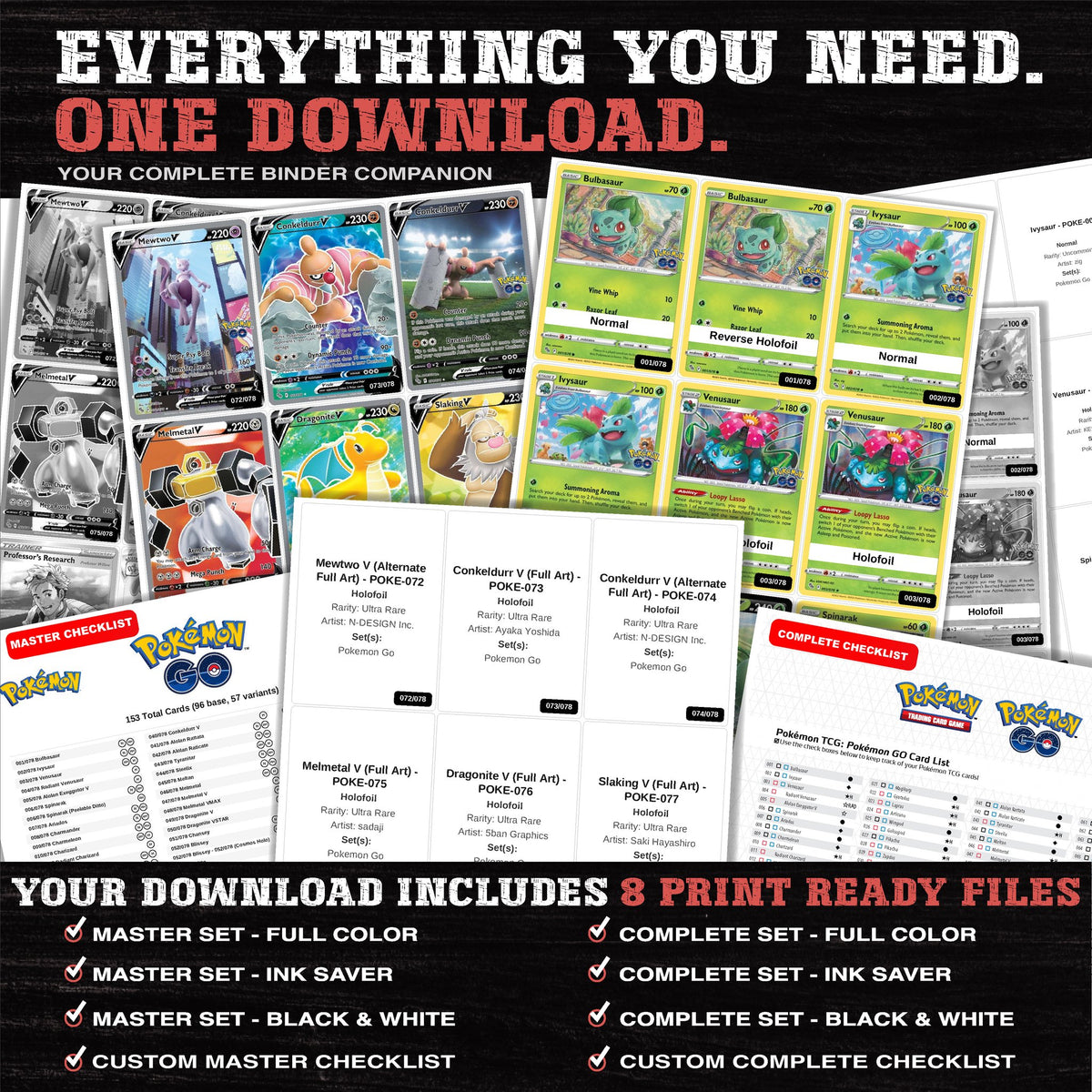 Everything included in the Pokemon GO placeholder download - 8 PDF files