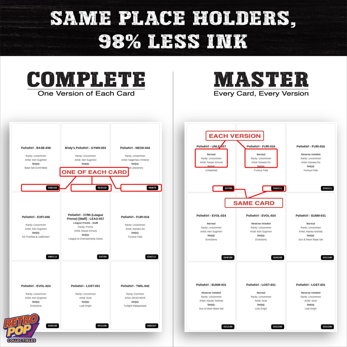 Ink saver greyscale Poliwhirl placeholder sheet - 98 percent less ink