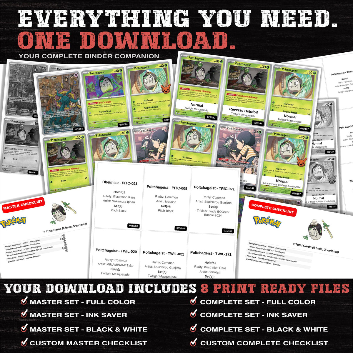 Everything included in the Poltchageist master set download - 8 PDF files