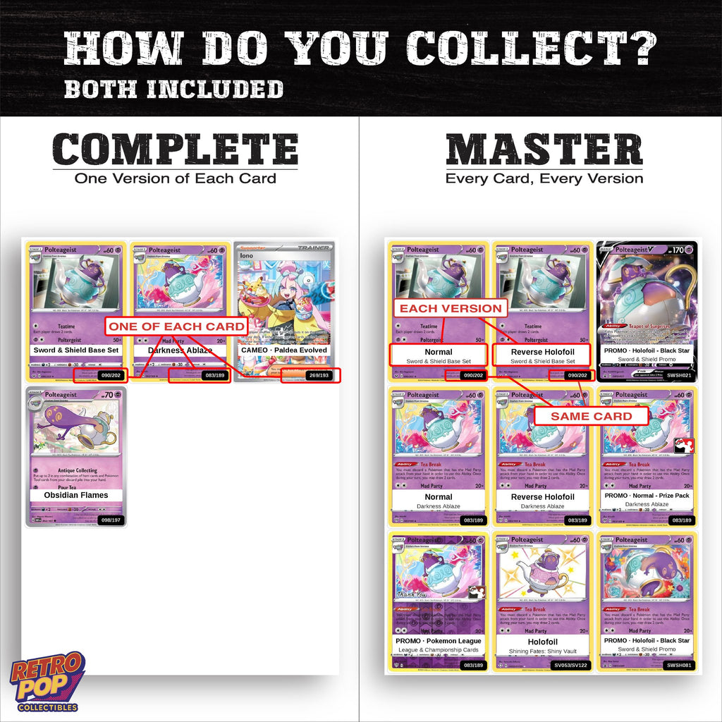 Complete Set vs Master Set versions of the Polteageist binder placeholders