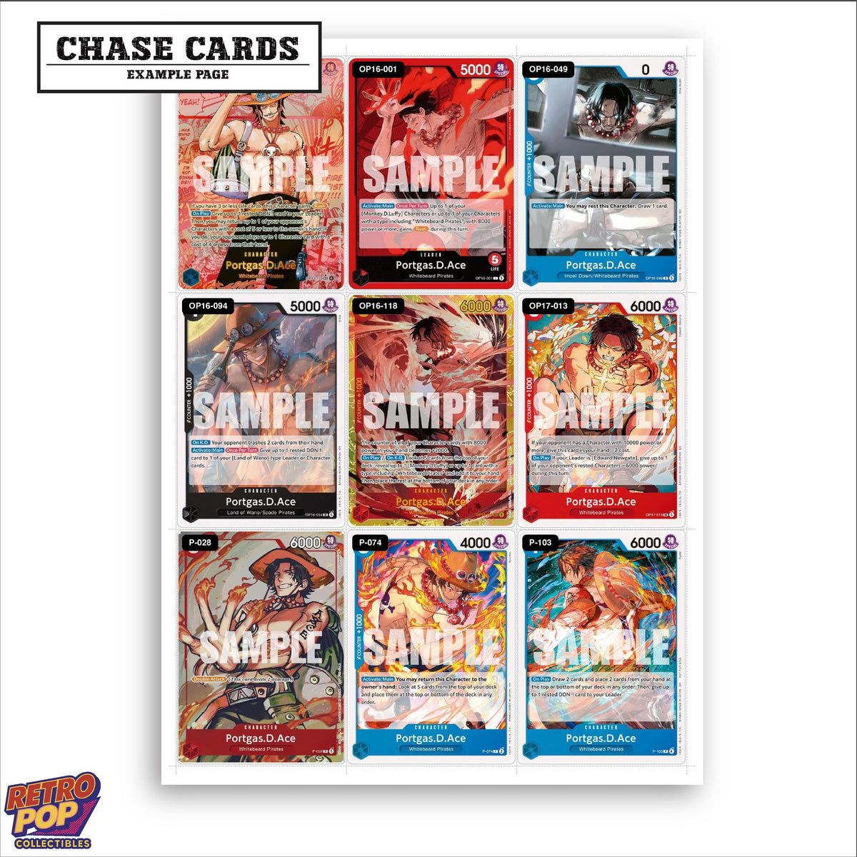 Printed Portgas D. Ace One Piece placeholders in binder - real photo 2