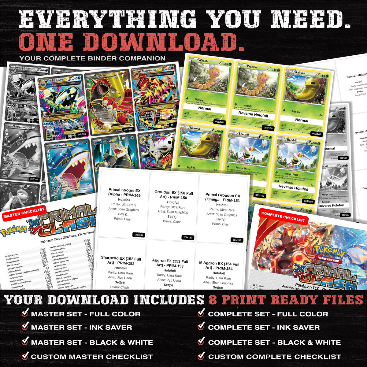 Everything included in the Primal Clash placeholder download - 8 PDF files