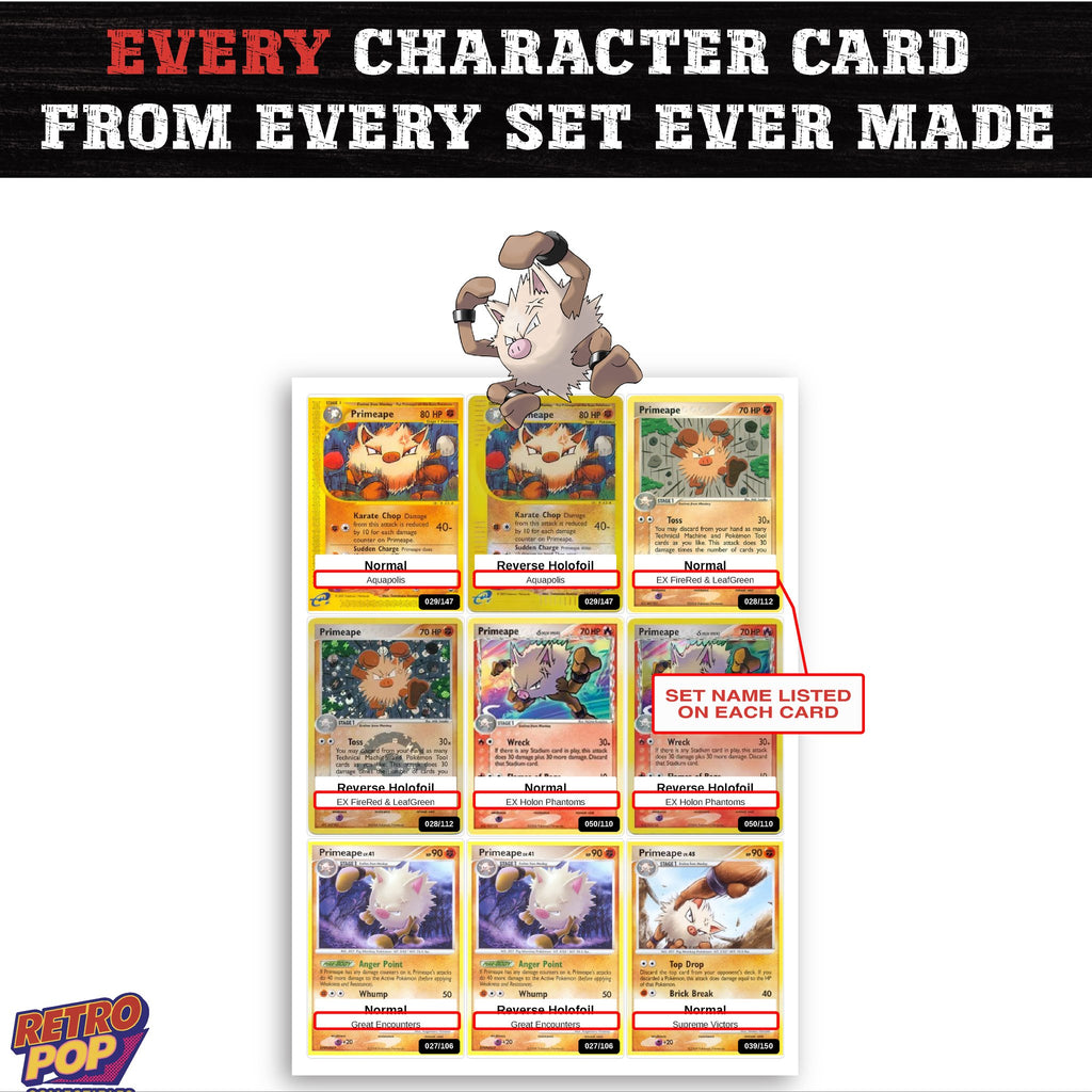 Primeape card collection preview - every set Primeape appears in