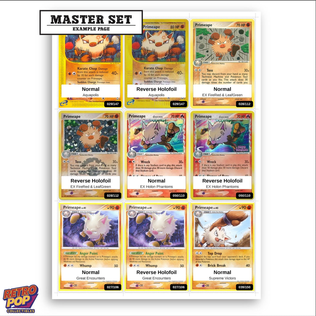Printed Primeape Pokemon placeholders in binder - real photo 3