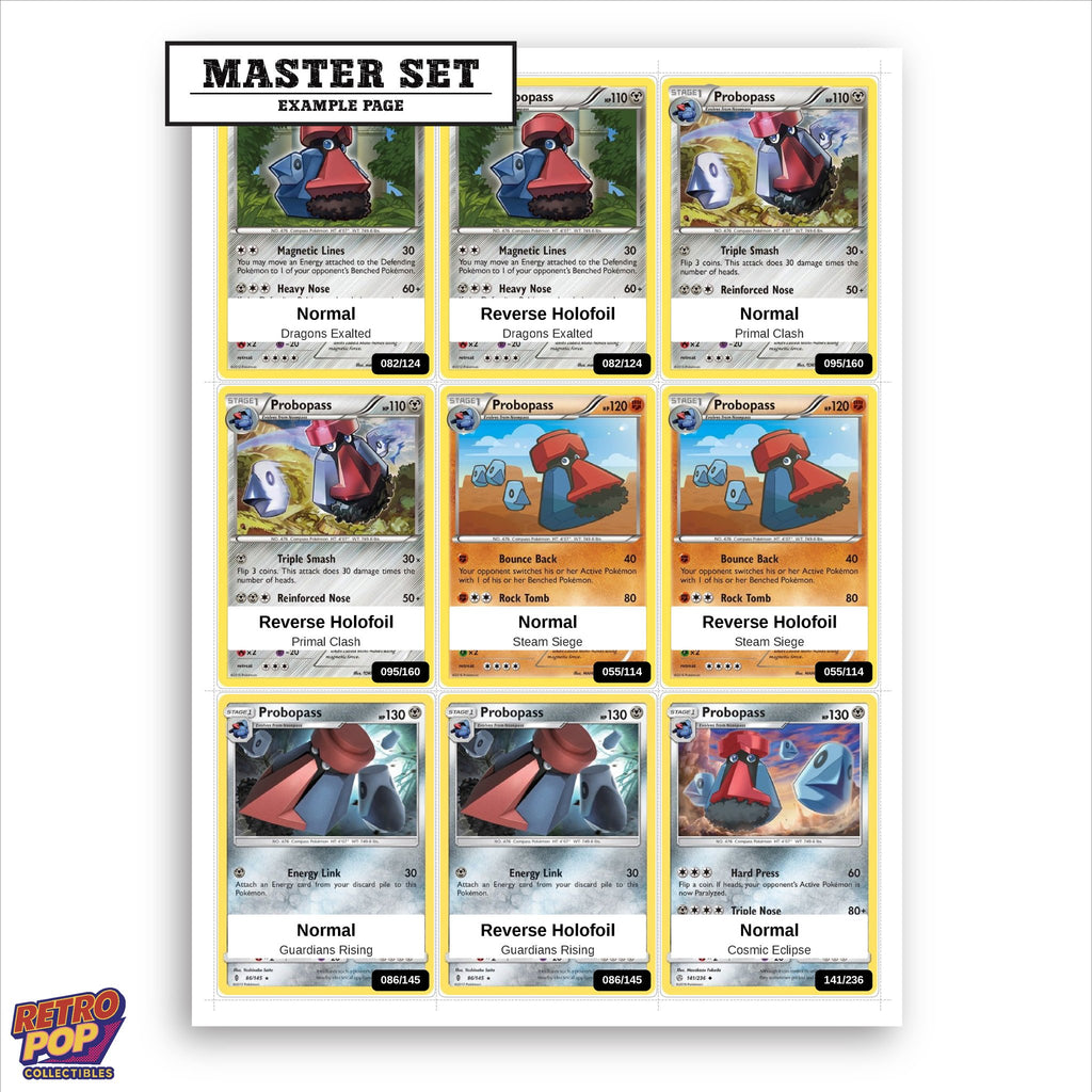 Printed Probopass Pokemon placeholders in binder - real photo 1