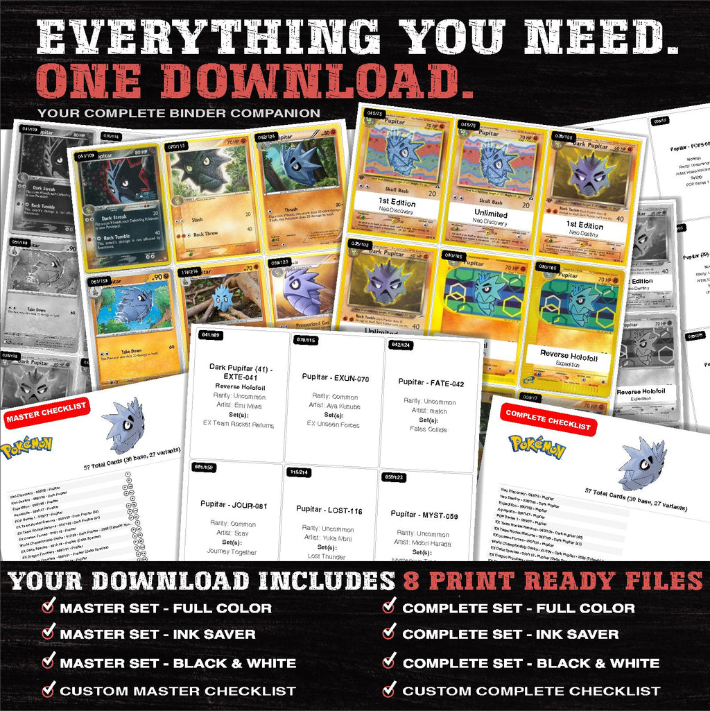 Everything included in the Pupitar master set download - 8 PDF files