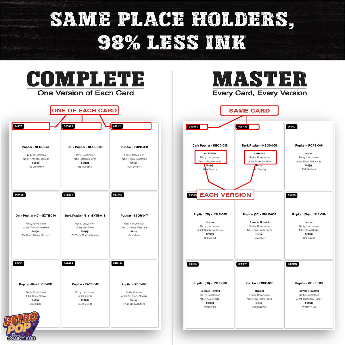 Ink saver greyscale Pupitar placeholder sheet - 98 percent less ink