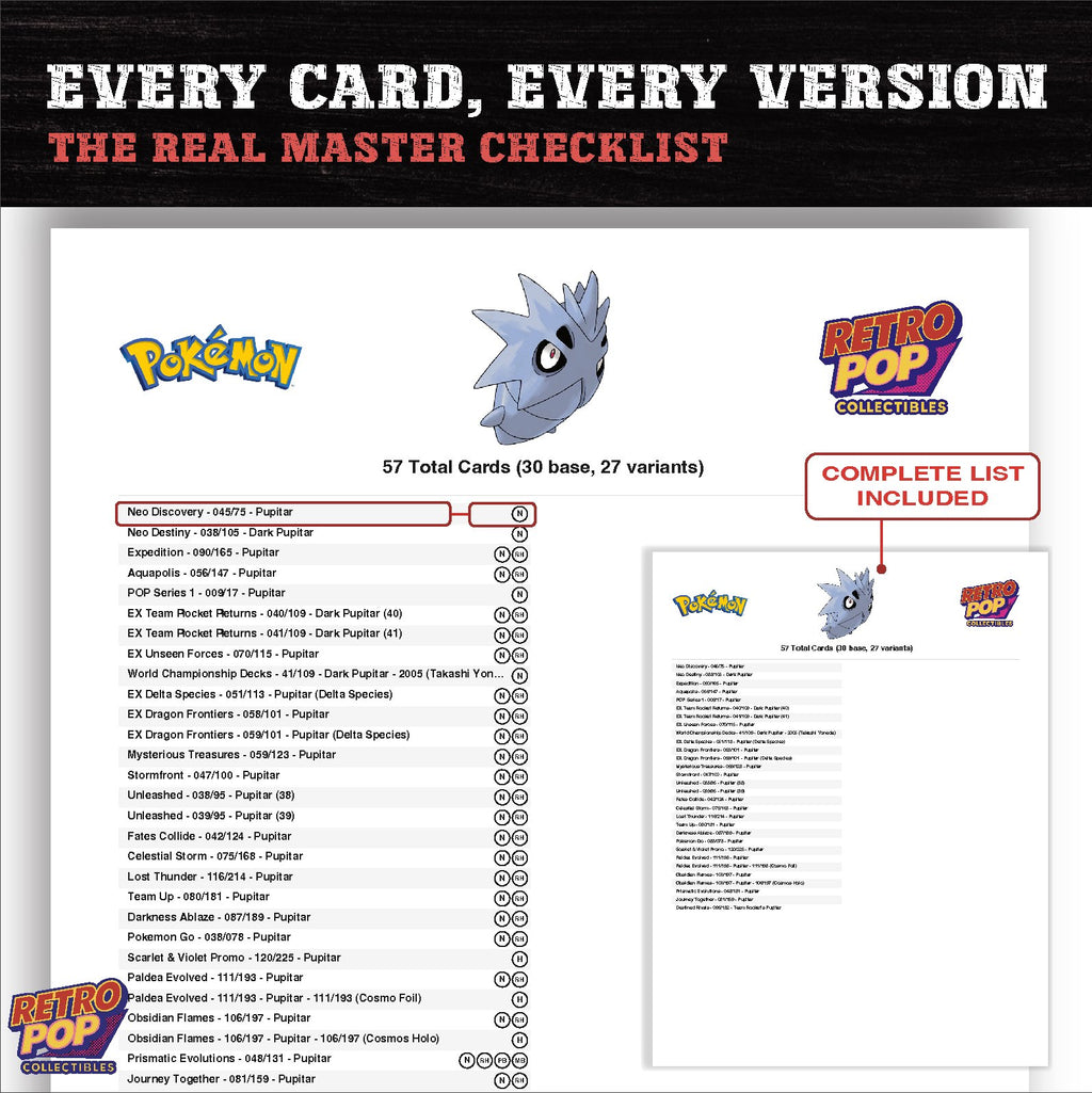 Pupitar master set checklist PDF preview - every card listed