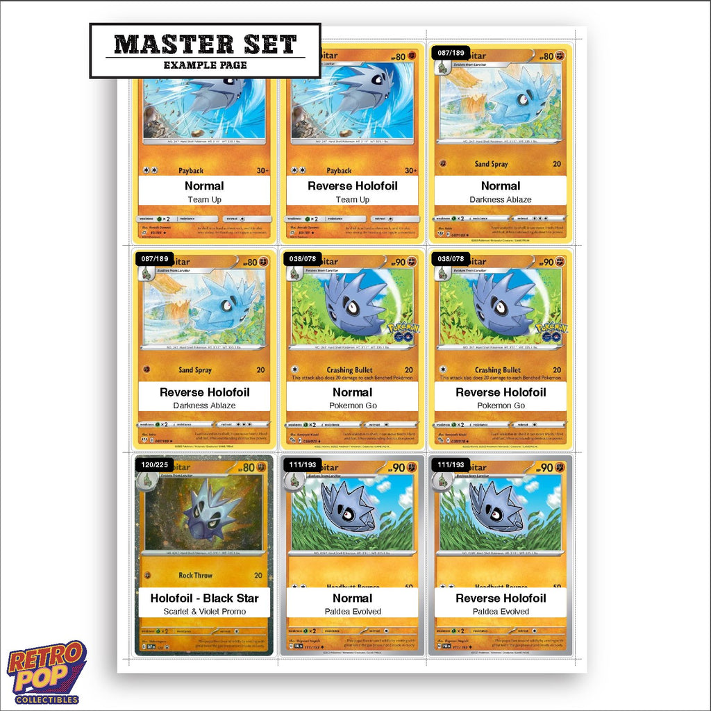Printed Pupitar Pokemon placeholders in binder - real photo 3