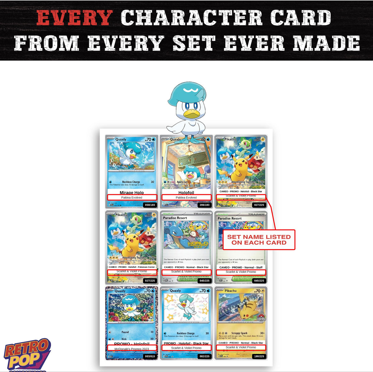 Quaxly card collection preview - every set Quaxly appears in