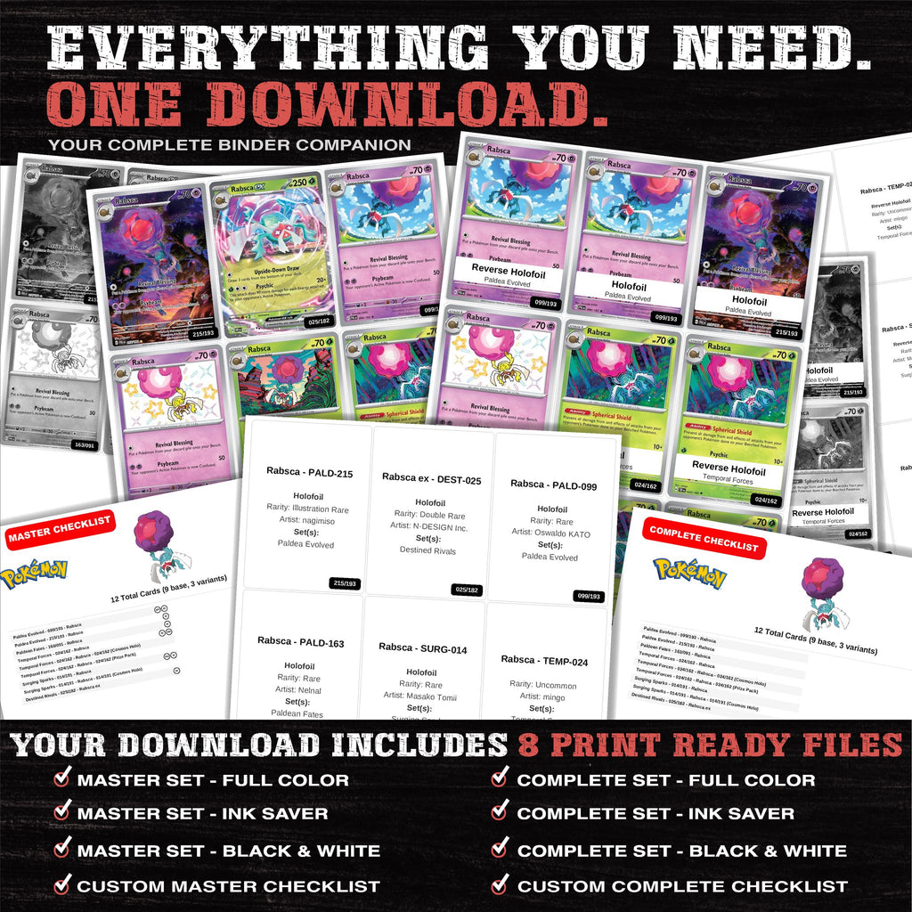 Everything included in the Rabsca master set download - 8 PDF files
