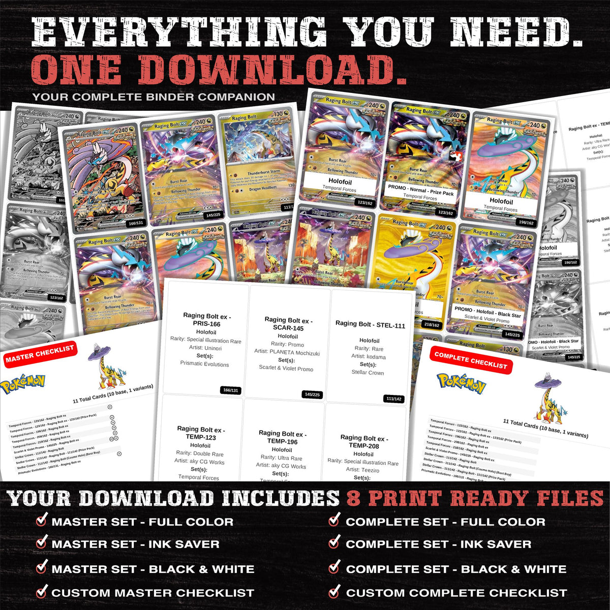 Everything included in the Raging Bolt master set download - 8 PDF files