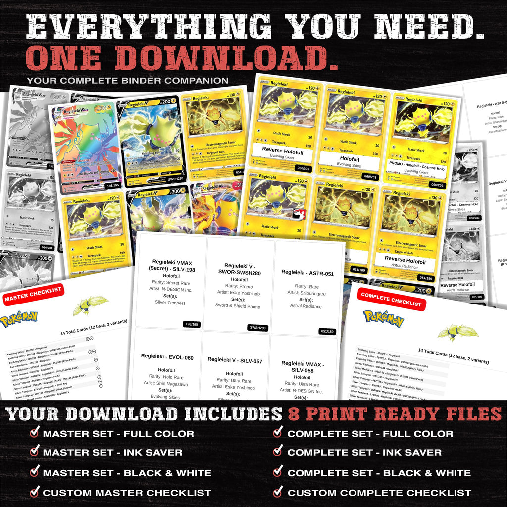 Everything included in the Regieleki master set download - 8 PDF files
