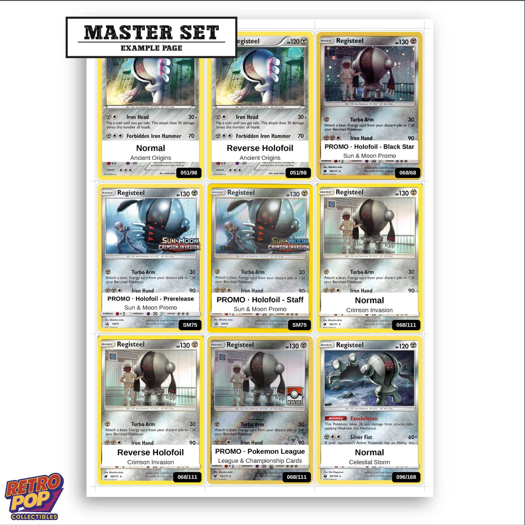 Printed Registeel Pokemon placeholders in binder - real photo 3