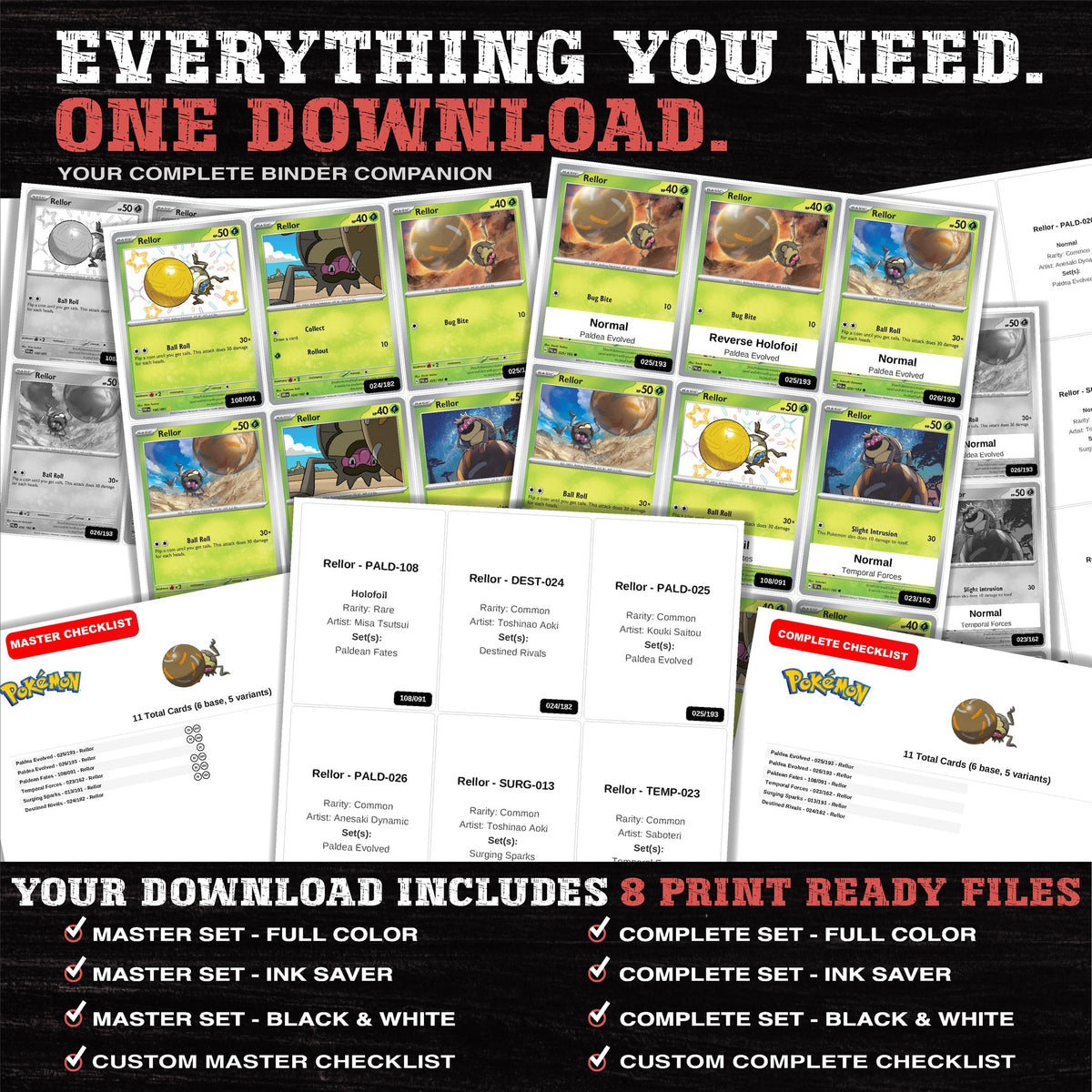 Everything included in the Rellor master set download - 8 PDF files