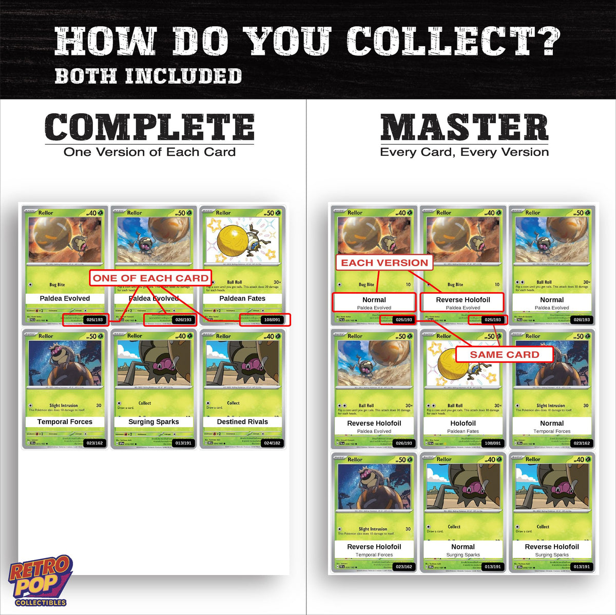 Complete Set vs Master Set versions of the Rellor binder placeholders