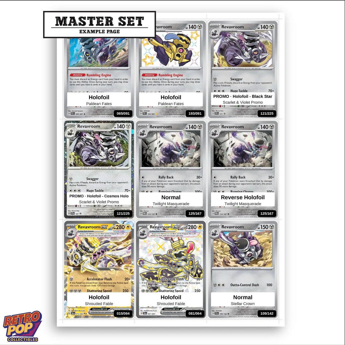 Printed Revavroom Pokemon placeholders in binder - real photo 3
