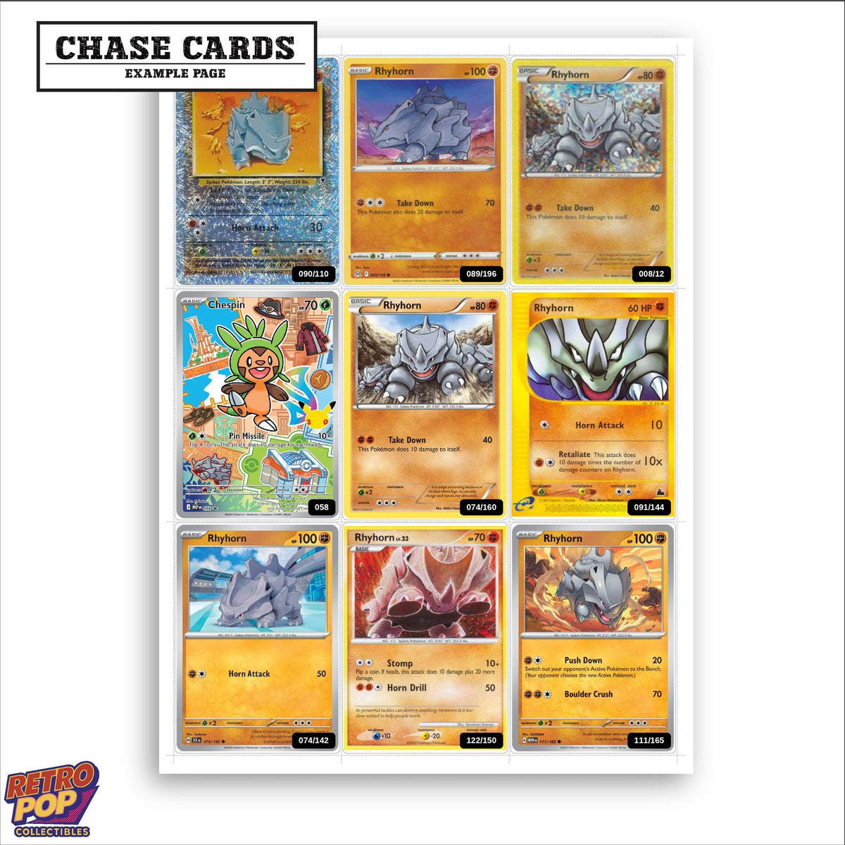 Printed Rhyhorn Pokemon placeholders in binder - real photo 2