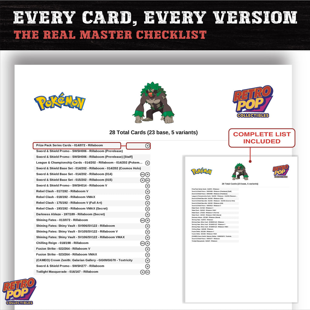 Rillaboom master set checklist PDF preview - every card listed