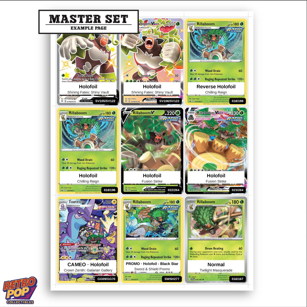 Printed Rillaboom Pokemon placeholders in binder - real photo 3