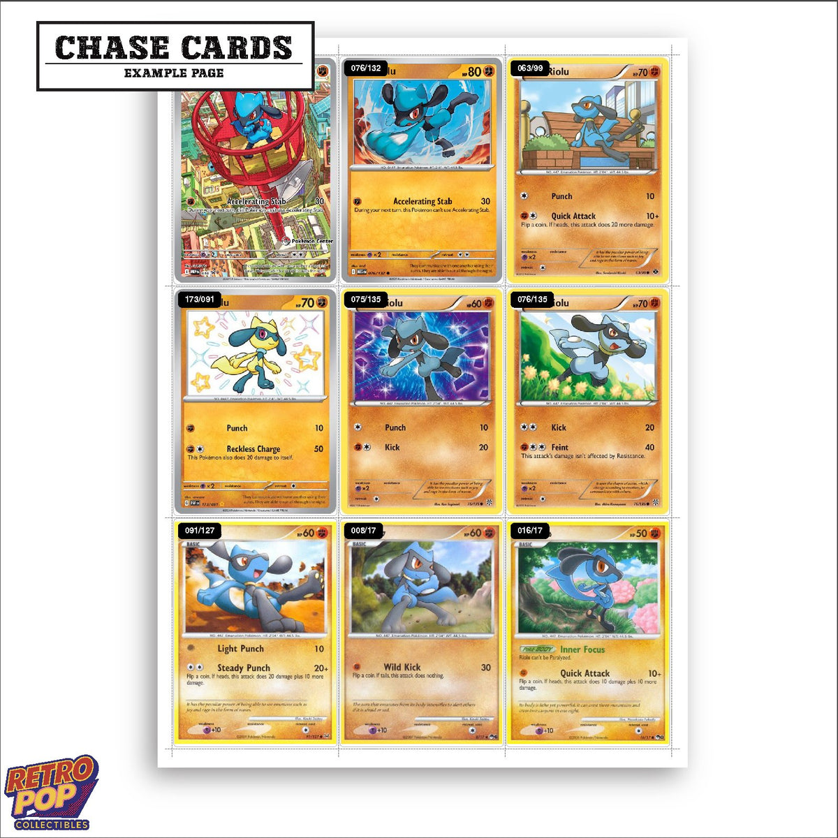 Printed Riolu Pokemon placeholders in binder - real photo 2
