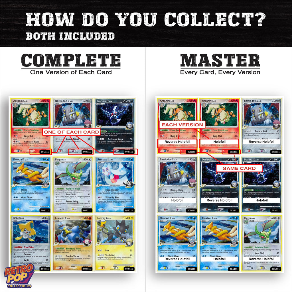 Complete Set vs Master Set versions of Rising Rivals binder placeholders