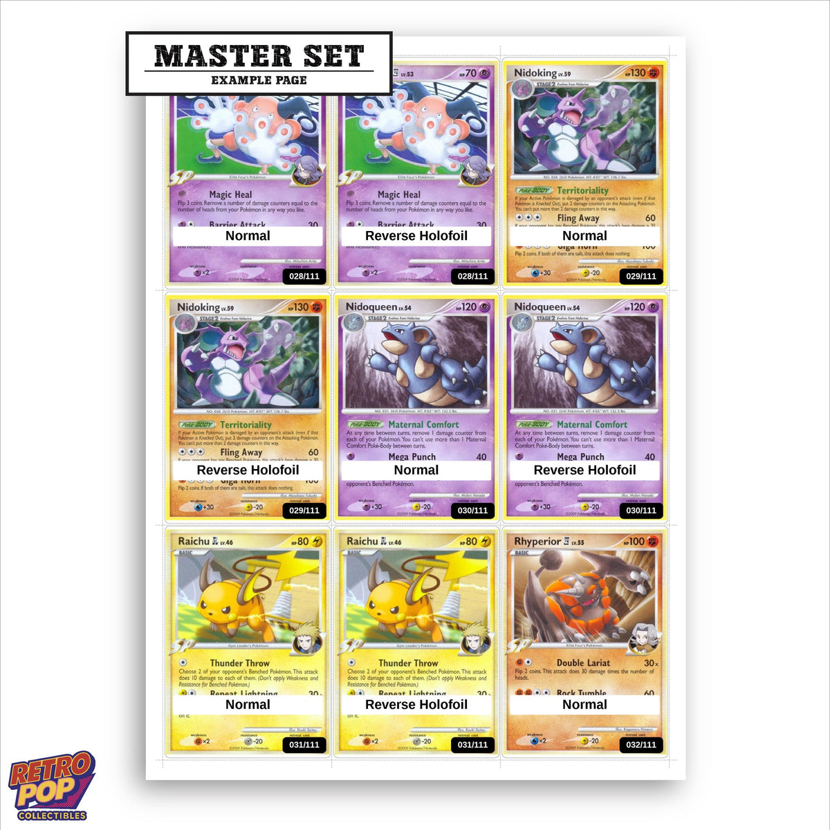 Printed Rising Rivals placeholders in binder - real photo 1
