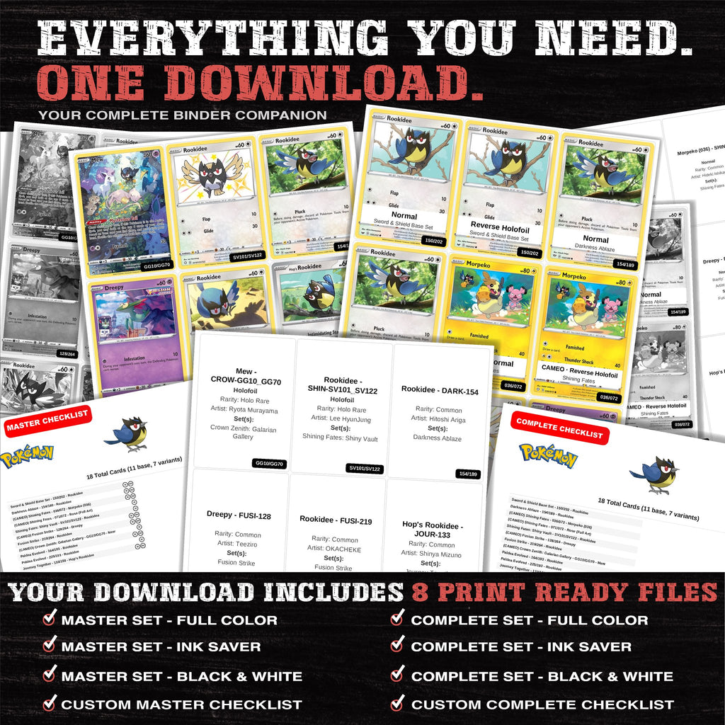Everything included in the Rookidee master set download - 8 PDF files