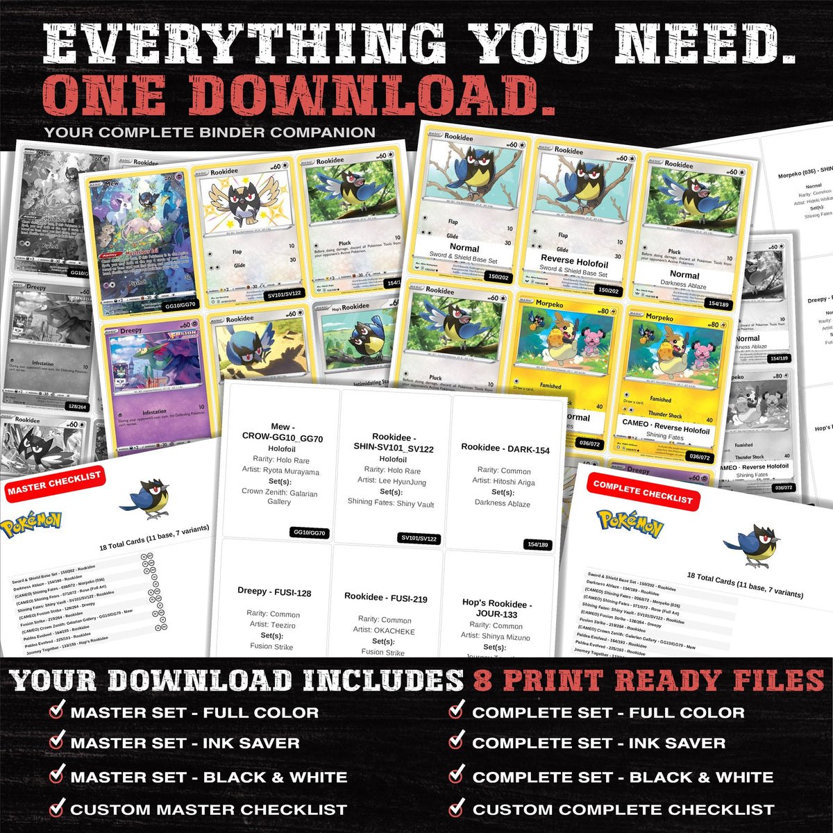 Everything included in the Rookidee master set download - 8 PDF files
