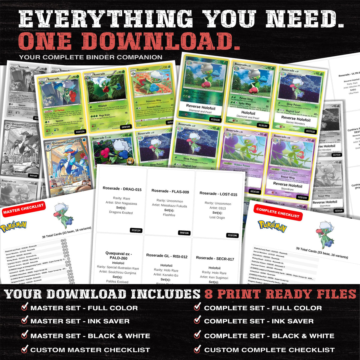 Everything included in the Roserade master set download - 8 PDF files