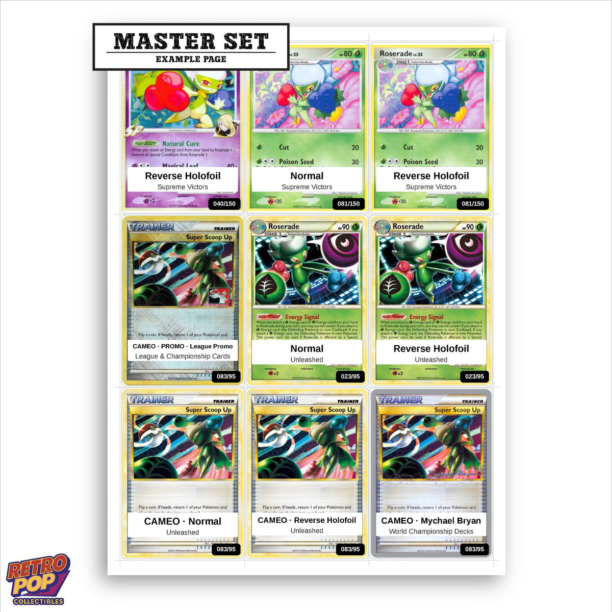 Printed Roserade Pokemon placeholders in binder - real photo 1