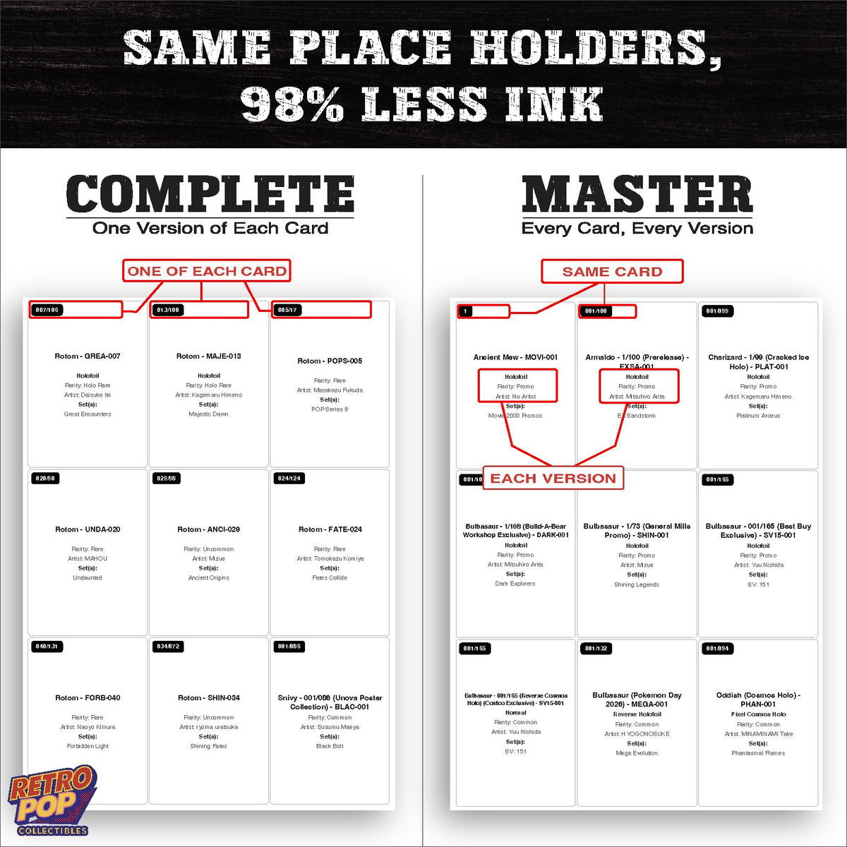 Ink saver greyscale Rotom placeholder sheet - 98 percent less ink