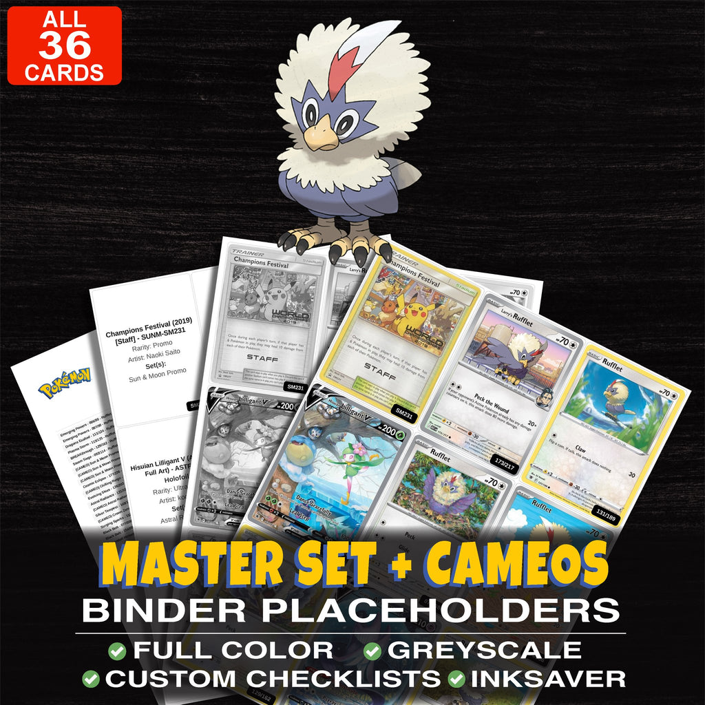 Every Rufflet Pokemon card ever made - master set binder placeholders with Rufflet