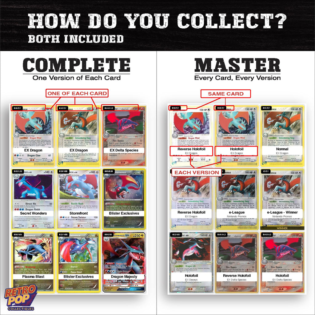 Complete Set vs Master Set versions of the Salamence binder placeholders