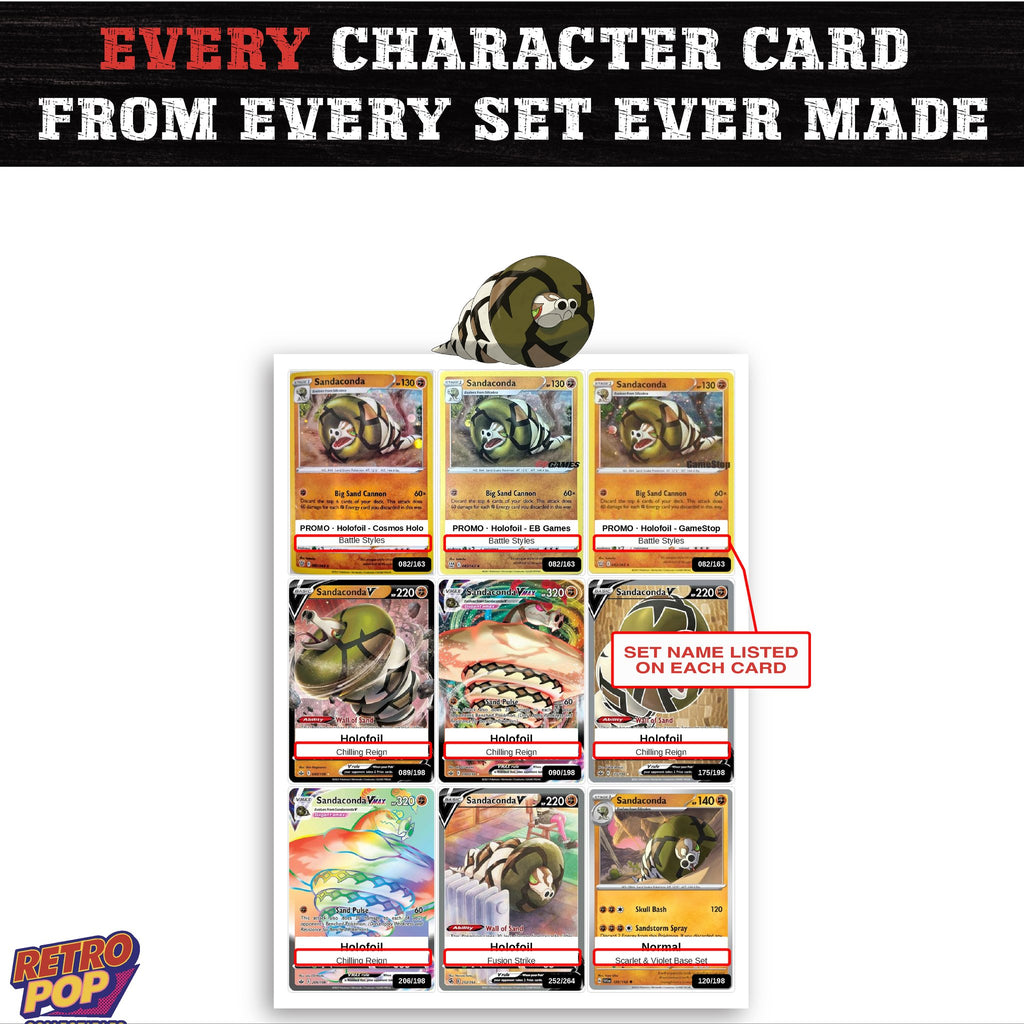 Sandaconda card collection preview - every set Sandaconda appears in